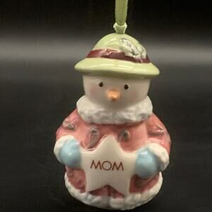 NEW MOM Snowman Ceramic Holiday Traditions Amscan Christmas Tree Ornament